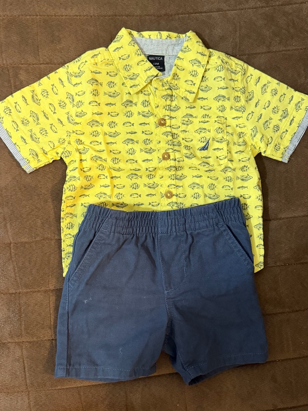 Nautica Yellow Short-Sleeve Fish-Print Button-Down Shirt for Kids